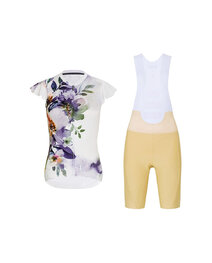 RIVANELLE Kurzarm Radtrikot und Shorts - MISS FLOWERY - Beige/Weiß/mehrfarbig